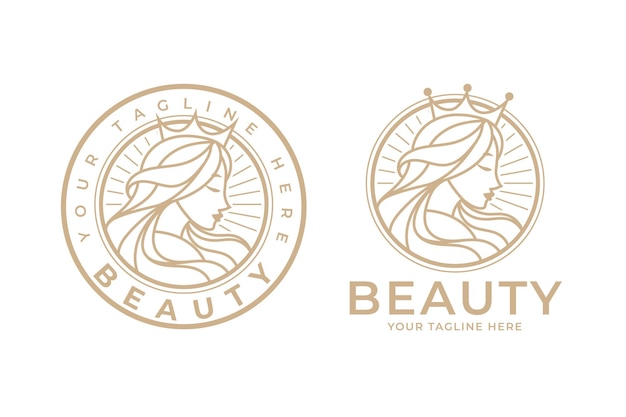 feminine woman beauty logo design template