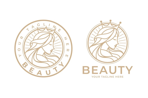 Feminine woman beauty logo design template