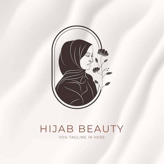 feminine woman hijab minimal logo template design