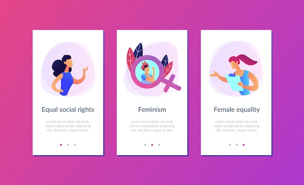 Feminisme app interface sjabloon.