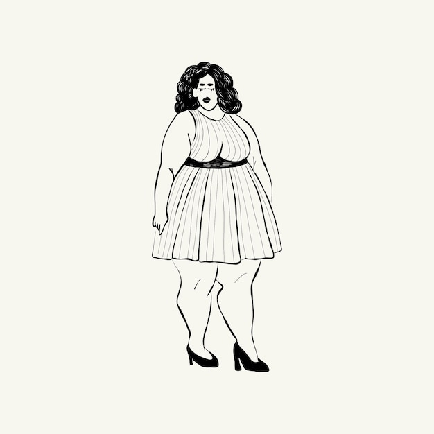 Feminisme lichaam positieve illustratie met minimalistische vrouwelijke figuur