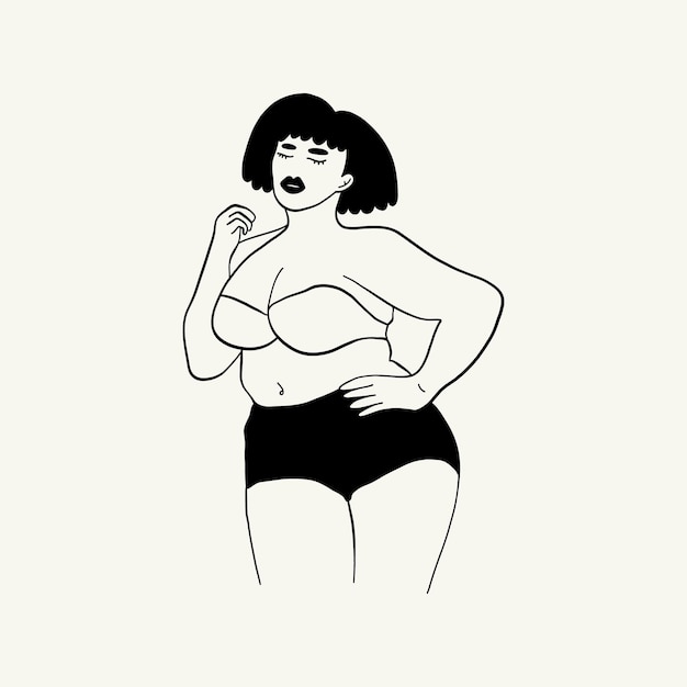 Feminisme lichaam positieve illustratie met minimalistische vrouwelijke figuur