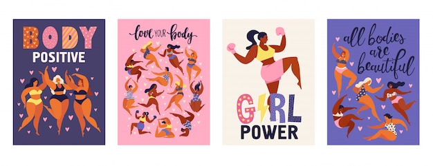 Feminisme lichaam positieve verticale kaarten.