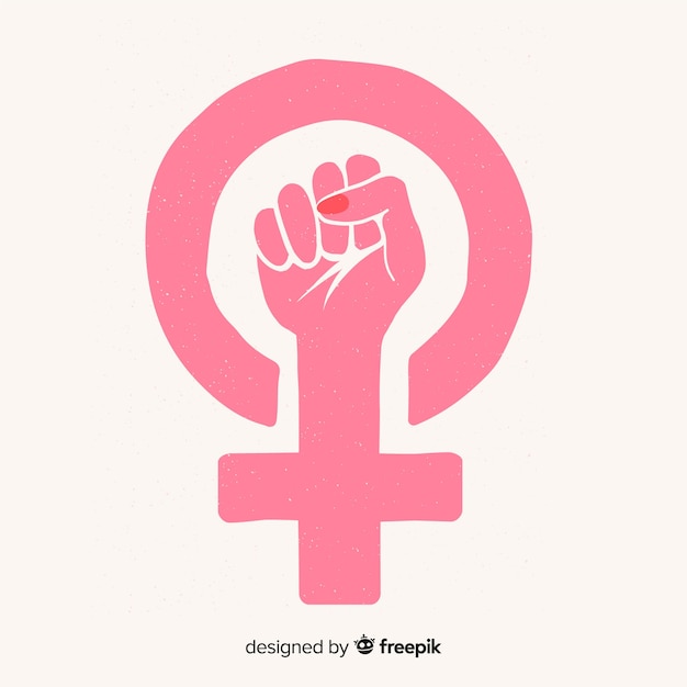 Vector feminist composition with grunge fist