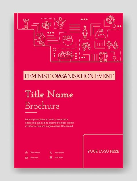 Feminist concept brochure cover template