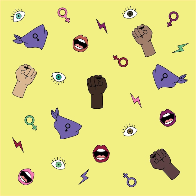 Vector feminist elements collection