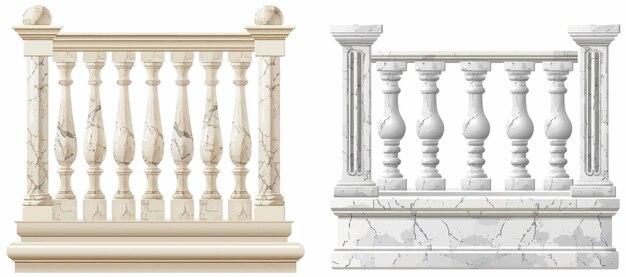 Vector fence baluster of roman palace home mansion balcony in baroque style