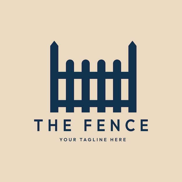 Fence vintage logo icon and symbol with emblem vector illustration design