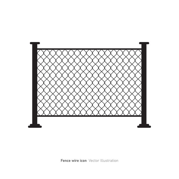 Vector fence wire icon design metal fence icon braid wire fence sign vector illustration