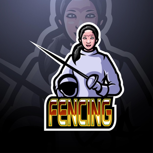 Vector fencer esport logo mascot design