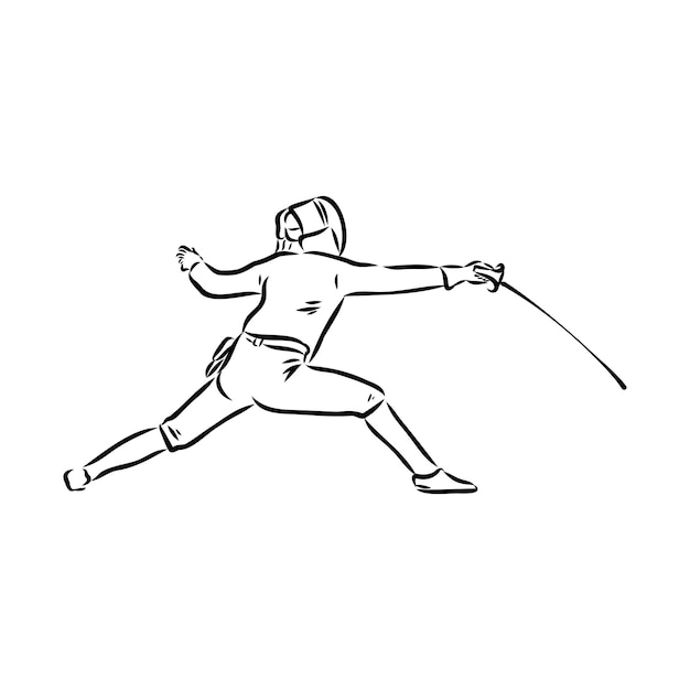 Fencing competition brush sketch drawing fencing vector