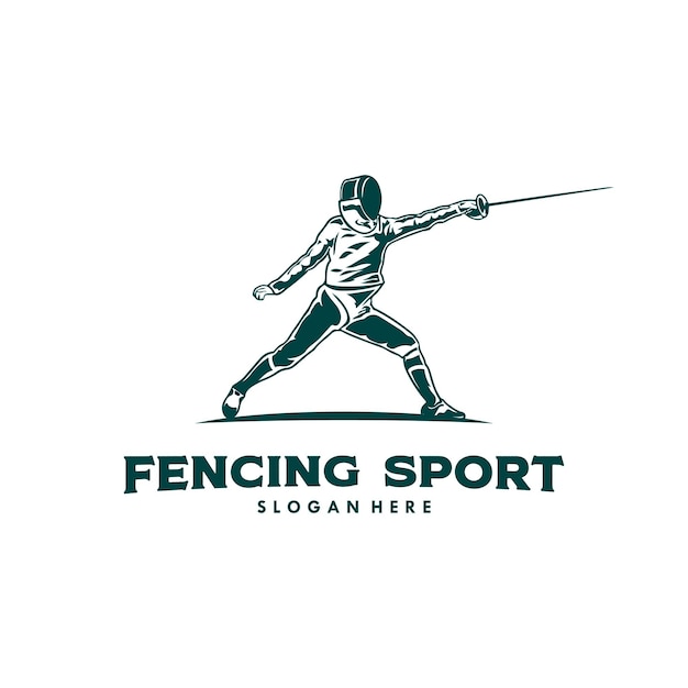 Fencing Sport logo design template