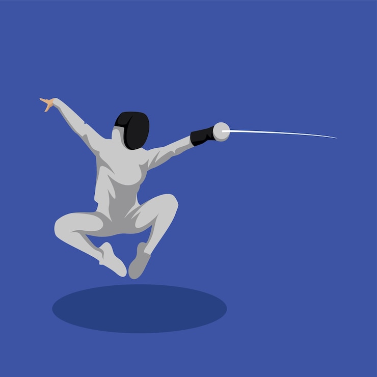 Vector fencing sword duel sport simple vector