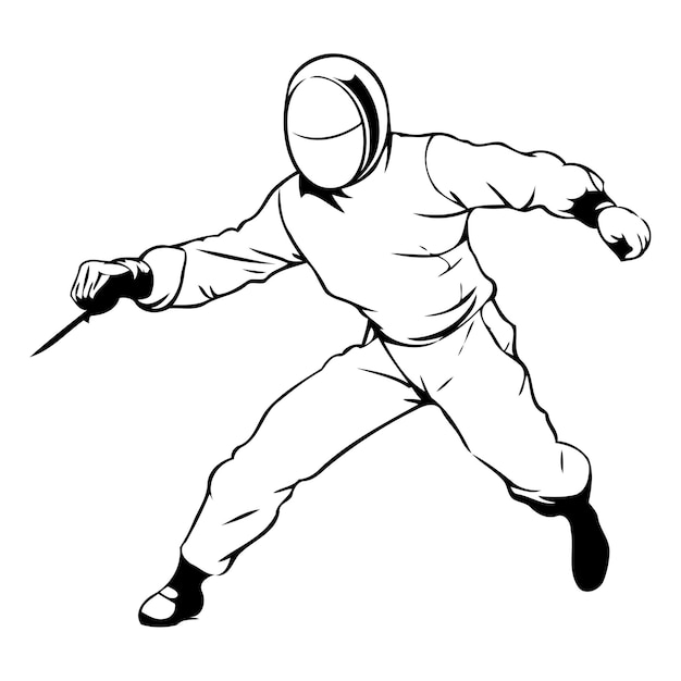 Fencing Vector illustration of a man wearing a helmet and gloves