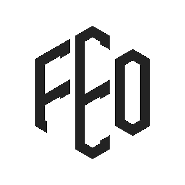 FEOのロゴデザイン: 頭文字 FEOのモノグラム ロゴは六角形の形を使用しています