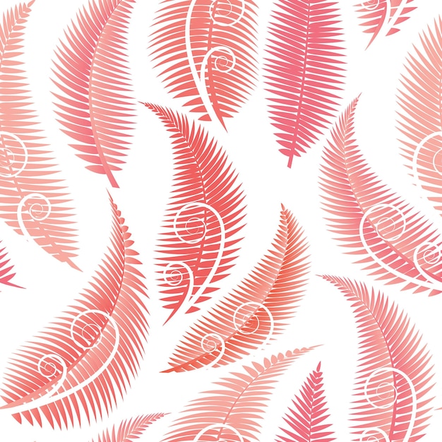 fern leaves on a white background make up a seamless pattern