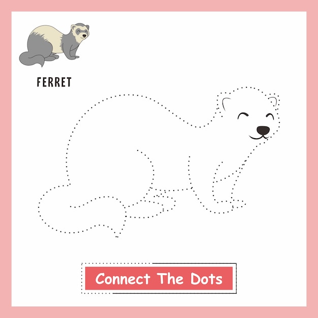 Ferret animals drawing kids connect the dots weasel