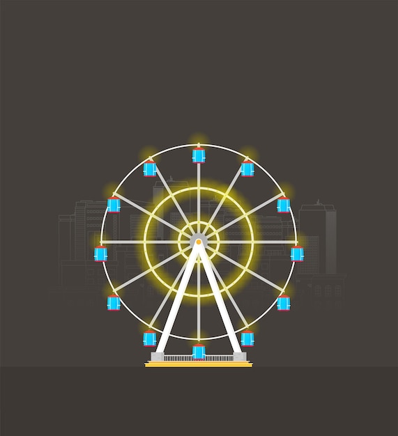 Ferris wheel in the flat style vector