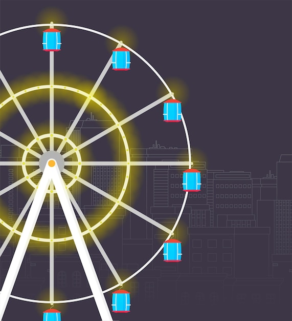 Ferris wheel in the flat style vector