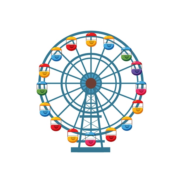 Икона колеса обозрения в стиле мультфильма изолирована на белом фоне Иллюстрация векторного символа притяжения