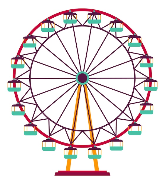 Ferris wheel icon colorful amusement park attraction