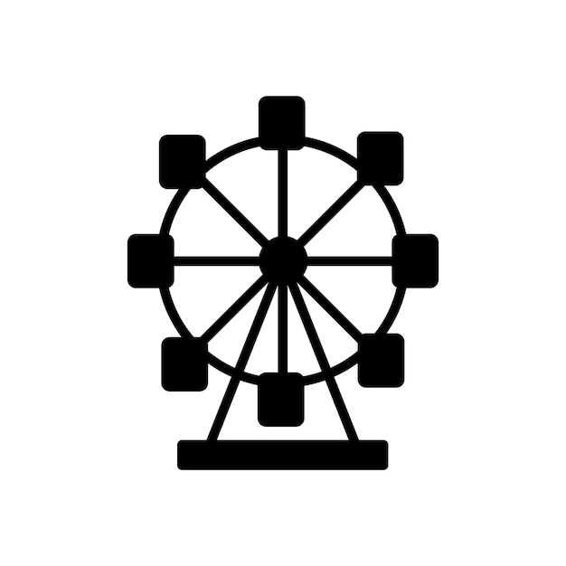 Ferris wheel icon set park festival carousel ride vector symbol funfair carnival wheel ride sign in black filled and outlined style