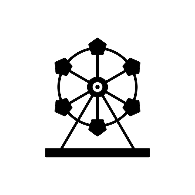 Ferris wheel icon set park festival carousel ride vector symbol funfair carnival wheel ride sign in black filled and outlined style