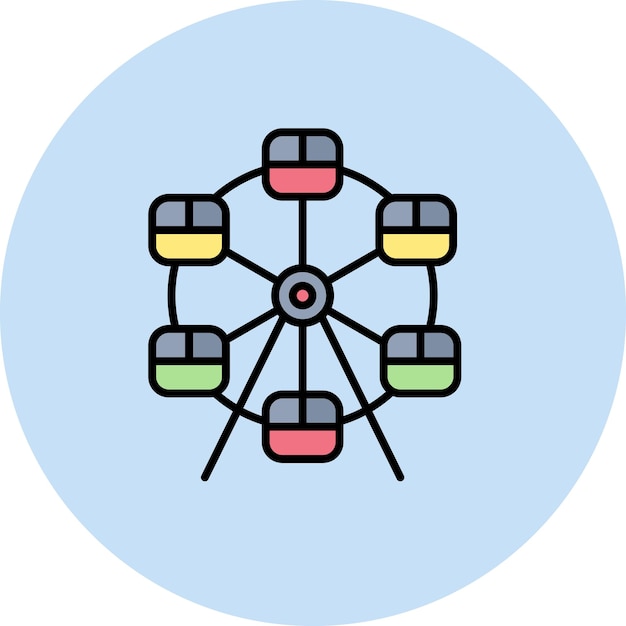 Вектор Векторное изображение значка колеса обозрения может быть использовано для элементов города