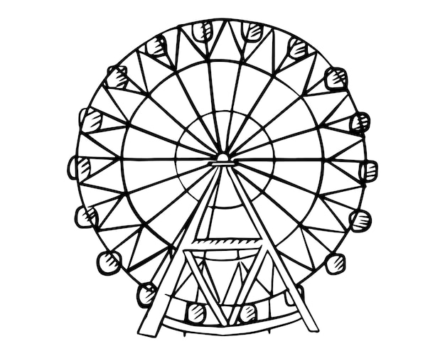 The Ferris wheel is drawn by hand with a black line