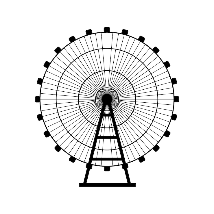 Vector ferris wheel silhouette circle vector illustration carnival funfair backgroundcarousel motion