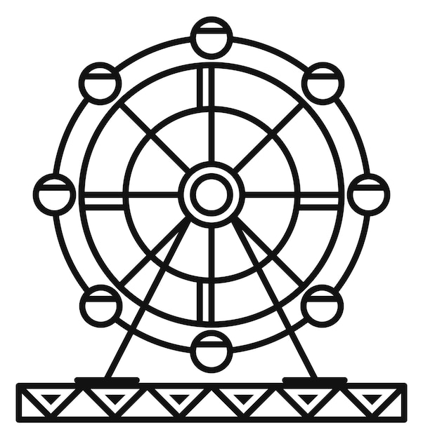 Vettore simbolo della ruota panoramica icona della linea di attrazione del luna park