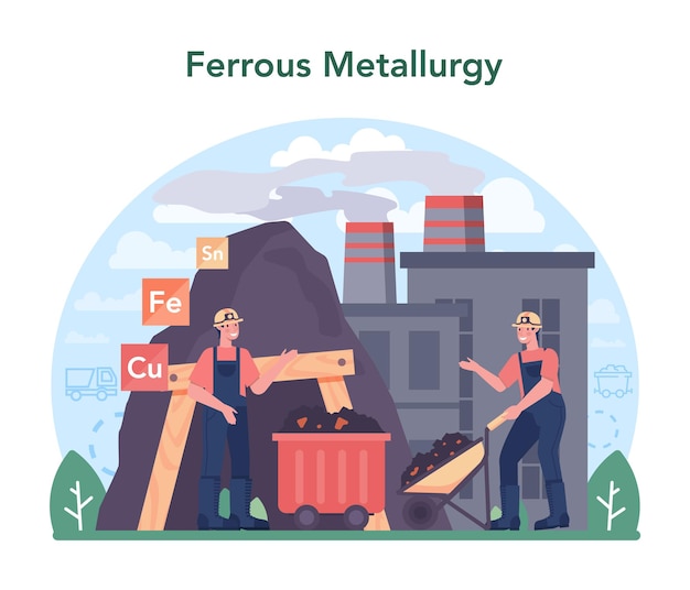 Ferrous metallurgy concept steel or metal extracting and production