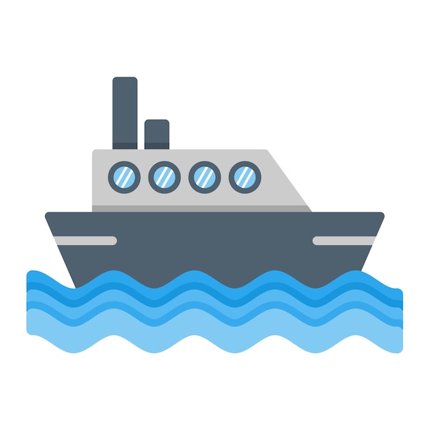 Ferry Boat Flat Illustration