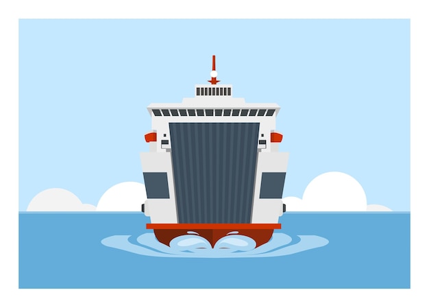 Ferry boat simple flat illustration