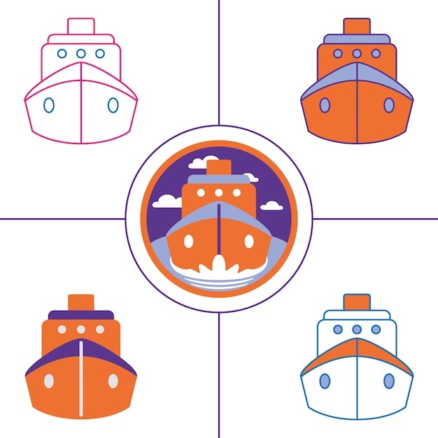 Ferry in flat design style