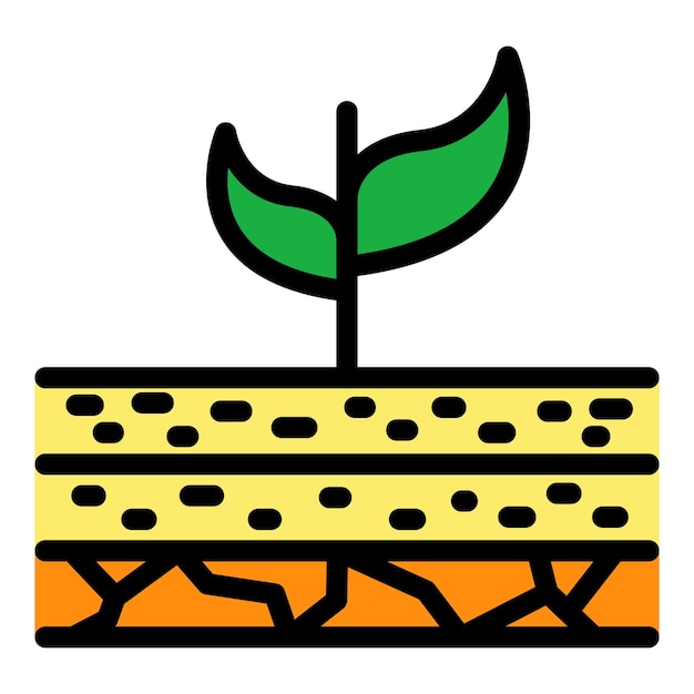 Vettore iconica del suolo fertilizzato contorno dell'icona vettoriale del suolo fertilizato colore piatto isolato