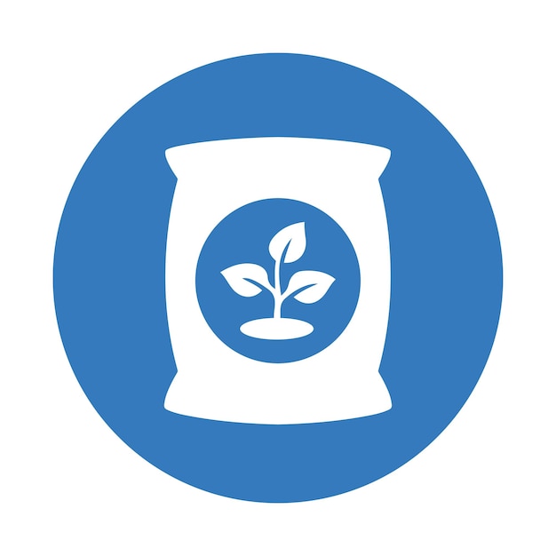 Fertilizer bag chemical package product icon Blue color design