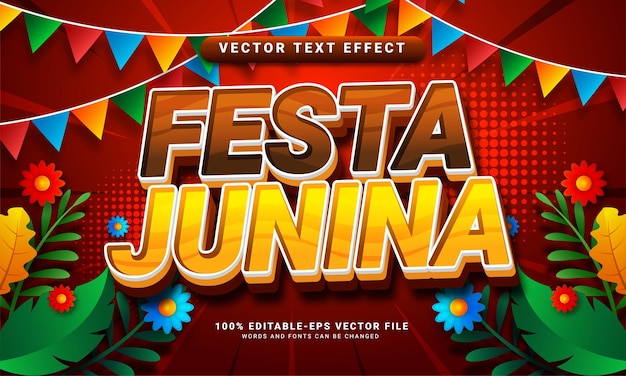 Festa junina 3d bewerkbaar teksteffect geschikt voor festa junina-festivals