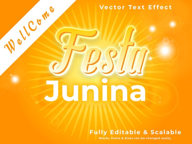 Festa junina 3d vector text effect banner completamente modificabile