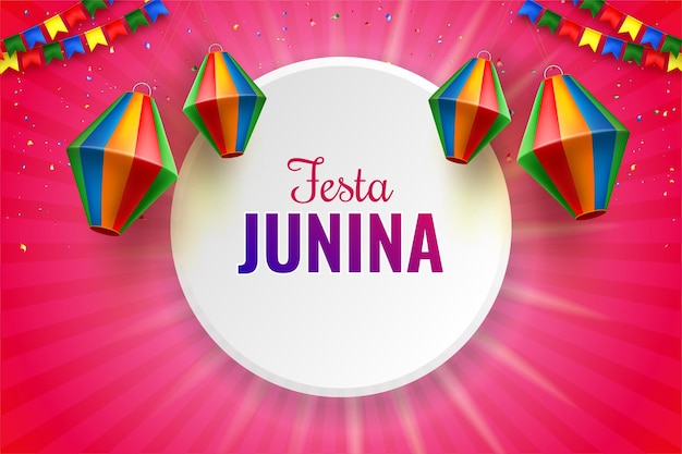 Festa junina abstract roze banner en achtergrondontwerp