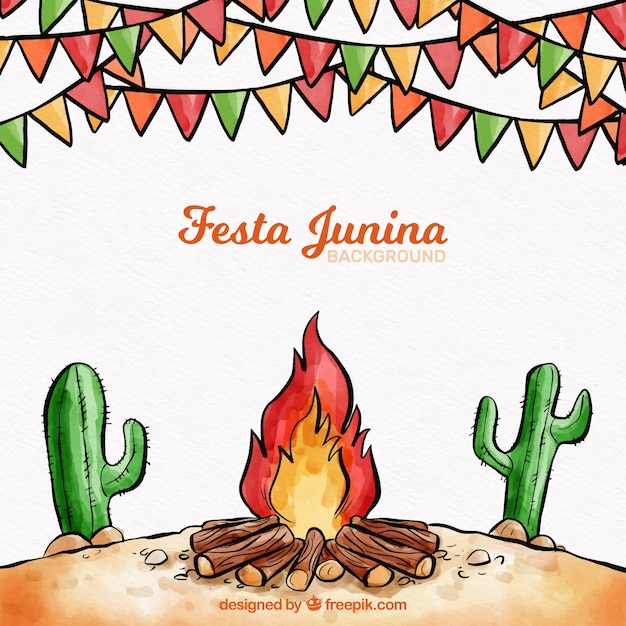 Festa junina achtergrond met vreugdevuur