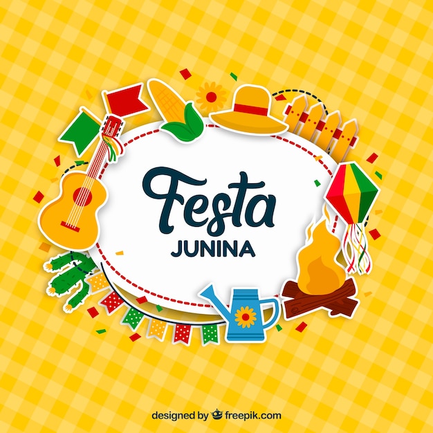 Vector festa junina background design with elements