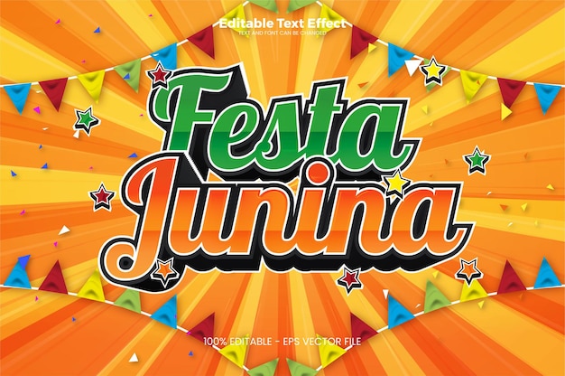 Festa Junina bewerkbaar teksteffect in moderne trendstijl