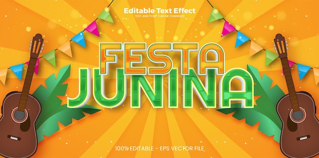 Festa Junina bewerkbaar teksteffect in moderne trendstijl