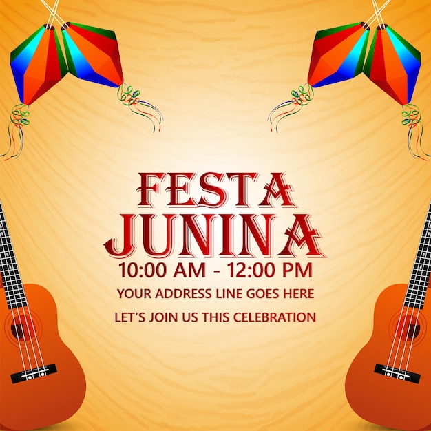 Festa junina brazil event with creative colorful lantern and guitar