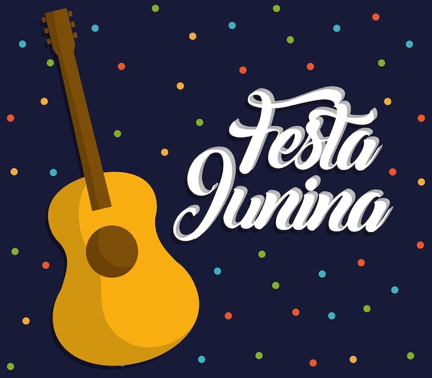 Festa junina card with guitar icon