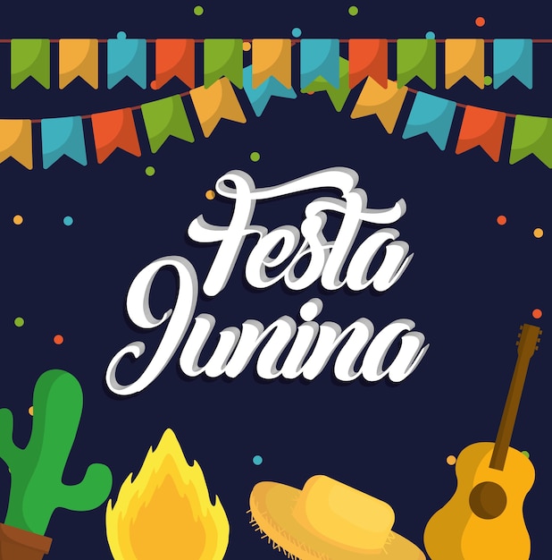 Festa junina card with related icons