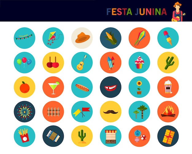 Festa junina consept background. flat icons