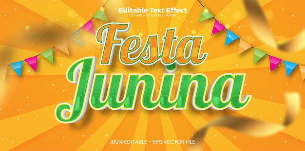 Вектор Редактируемый текстовый эффект festa junina в современном трендовом стиле