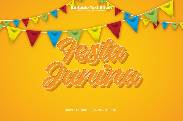 현대 트렌드 스타일의 Festa Junina 편집 가능한 텍스트 효과